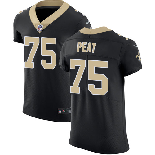 Nike Saints #75 Andrus Peat Black Team Color Men's Stitched NFL Vapor Untouchable Elite Jersey - Click Image to Close